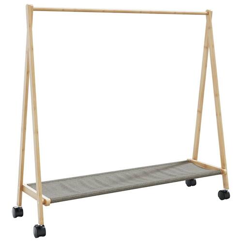 Tøjstativ med hylder og hjul 106x34x106,5 cm bambus