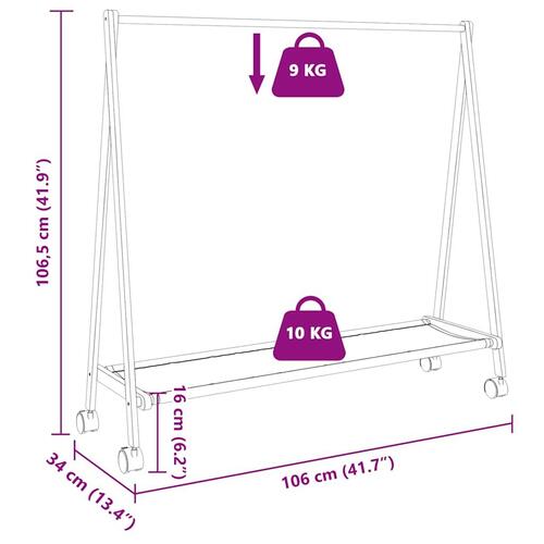 Tøjstativ med hylder og hjul 106x34x106,5 cm bambus