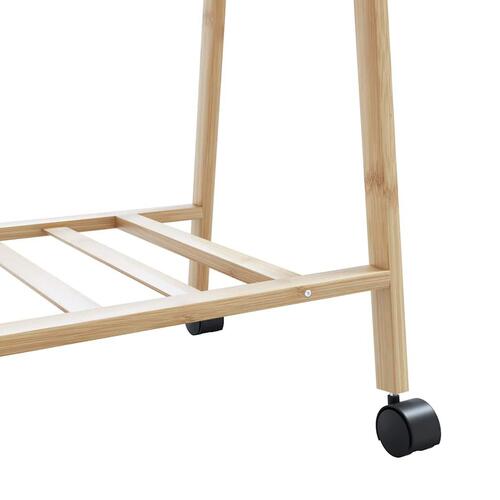 Tøjstativ med hylder og hjul 132x45,5x155,5 cm bambus