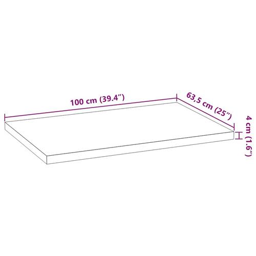 Køkkenbordplade 100x63,5x4 cm massivt egetræ rektangulær