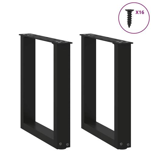 Sofabordben U-formet 2 stk. 28x(42-43) cm stål sort