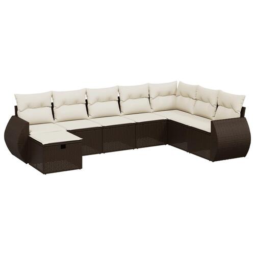 Sofasæt til haven 8 dele med hynder polyrattan brun