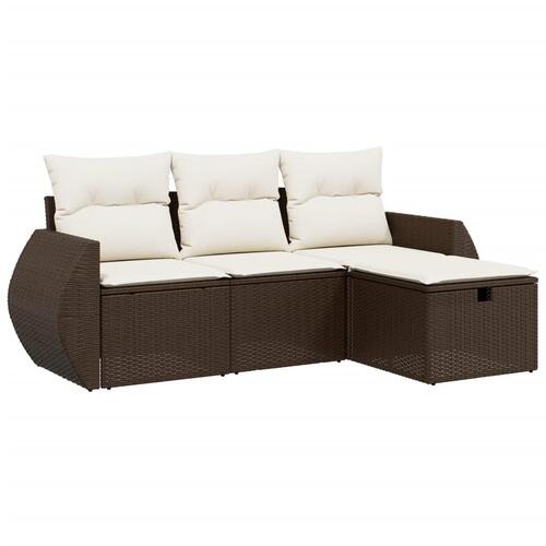 Sofasæt til haven 4 dele med hynder polyrattan brun