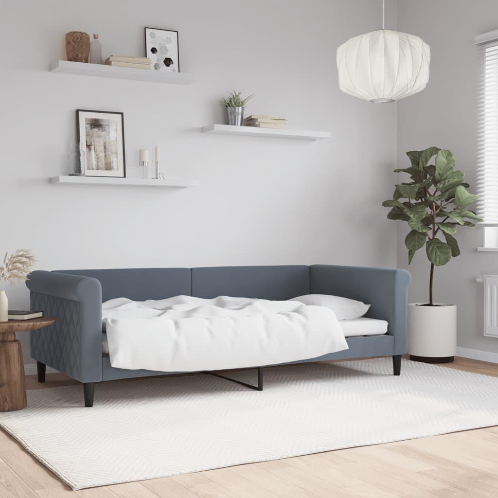 Daybed 90x190 cm velour mørkegrå billede