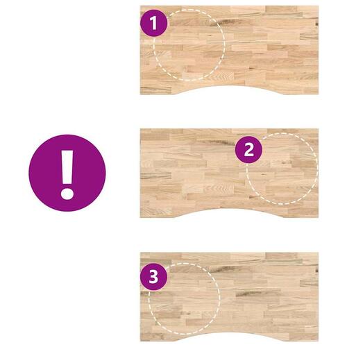 Bordplade ubehandlet 100x50x2,5 cm massivt egetræ rektangulær