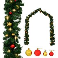 Juleguirlande dekoreret med kugler og LED-lys 20 m