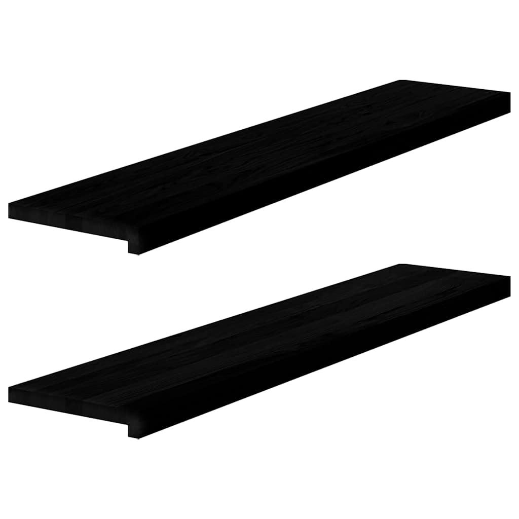 Vindueskarme 2 stk mørkebrun 120x25x2 cm massivt egetræ