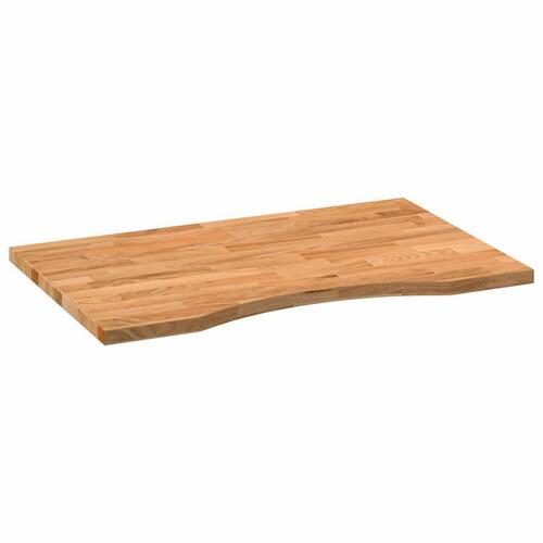 Bordplade 80x50x2,5 cm massivt egetræ rektangulær lysebrun