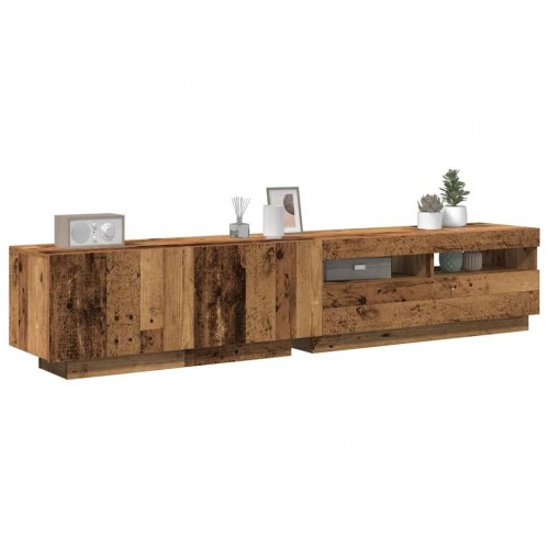 Tv-bord med LED-lys - 200×35×40 cm i konstrueret træ, antikt træ