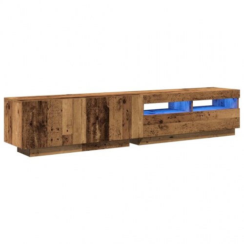 Tv-bord med LED-lys - 200×35×40 cm i konstrueret træ, antikt træ