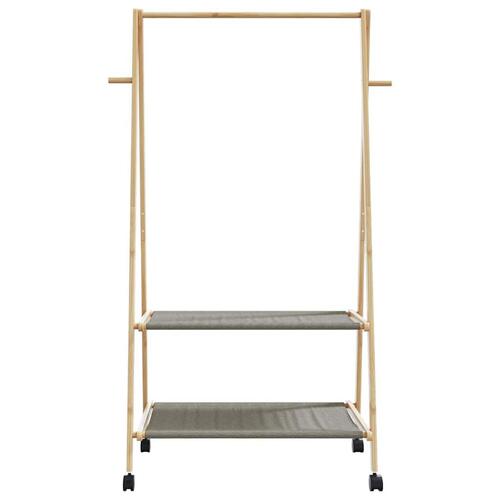 Tøjstativ med hylder og hjul 96x45,5x155,5 cm bambus