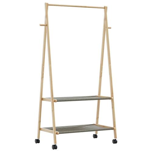 Tøjstativ med hylder og hjul 96x45,5x155,5 cm bambus