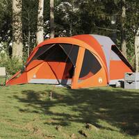 6-personers campingtelt vandafvisende grå og orange