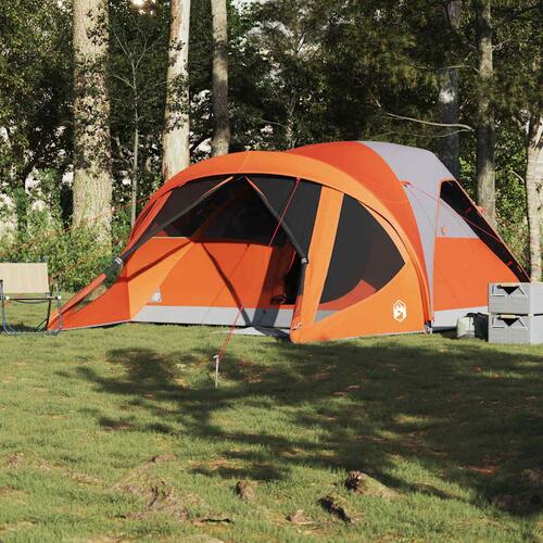 6-personers campingtelt vandafvisende grå og orange