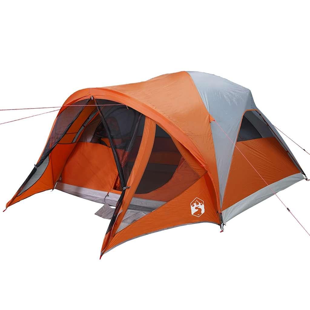 6-personers campingtelt vandafvisende grå og orange