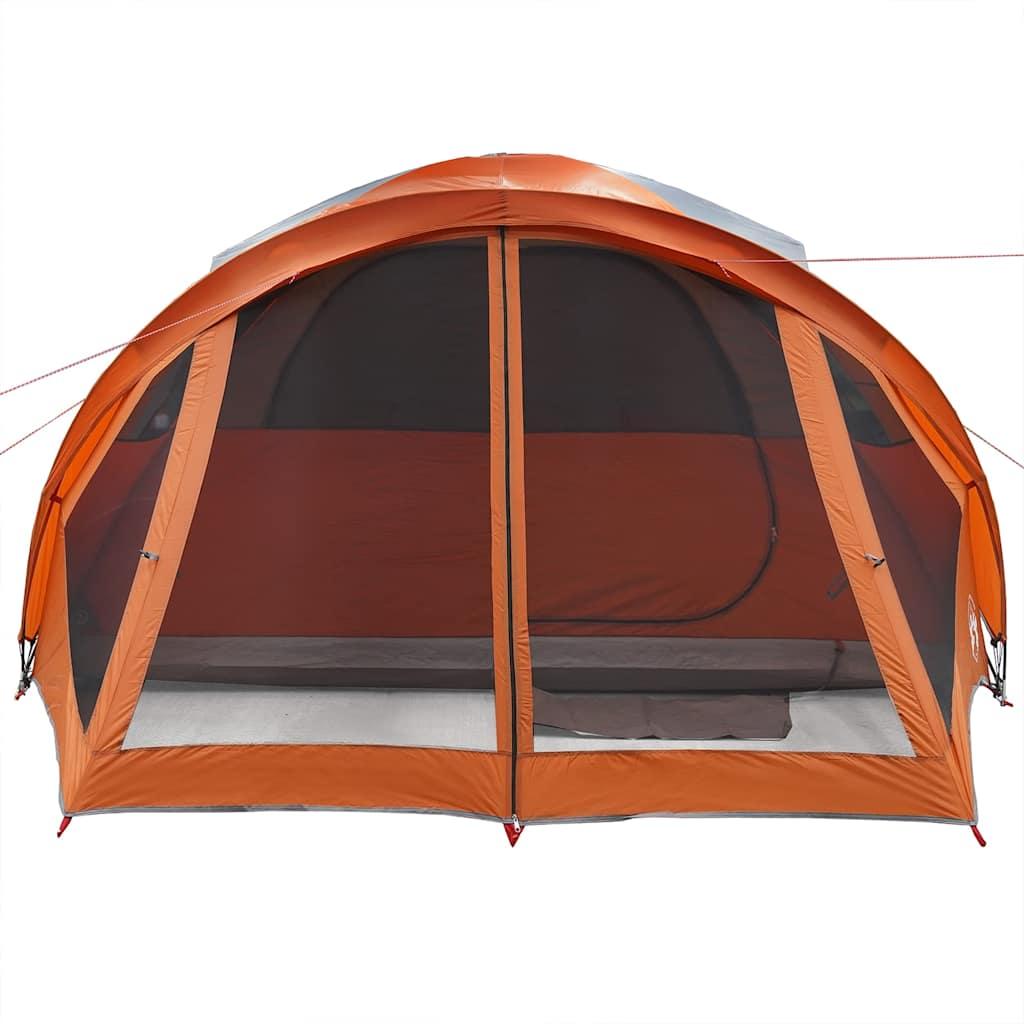 6-personers campingtelt vandafvisende grå og orange