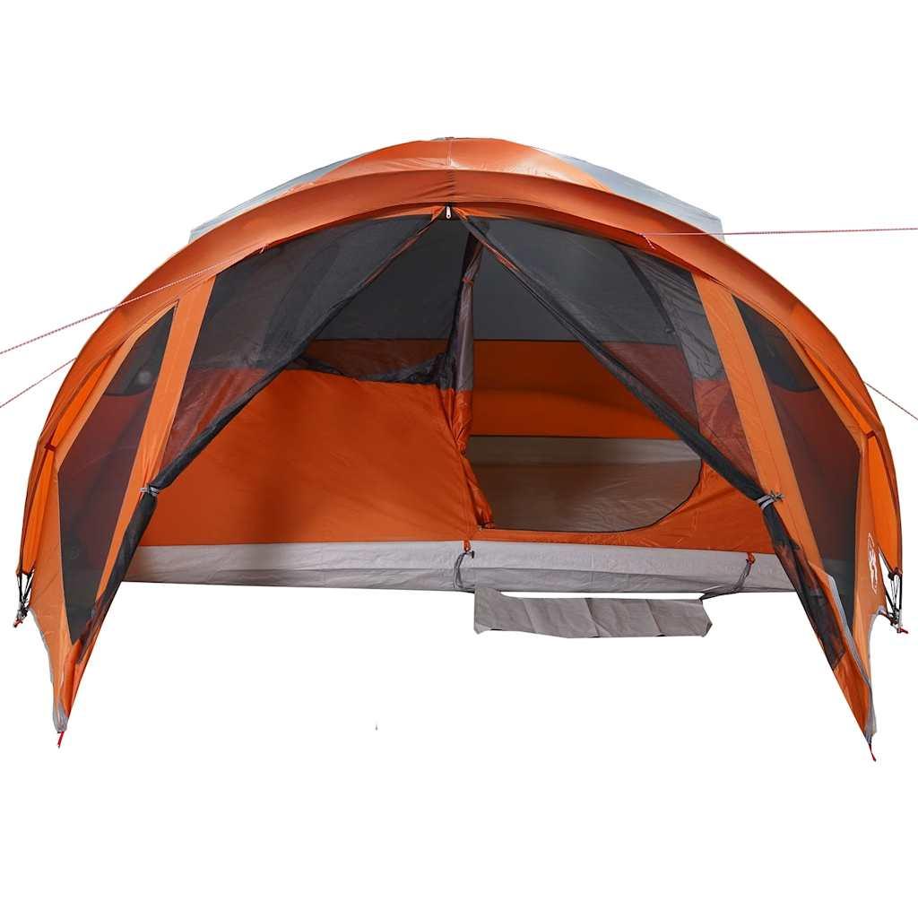 6-personers campingtelt vandafvisende grå og orange
