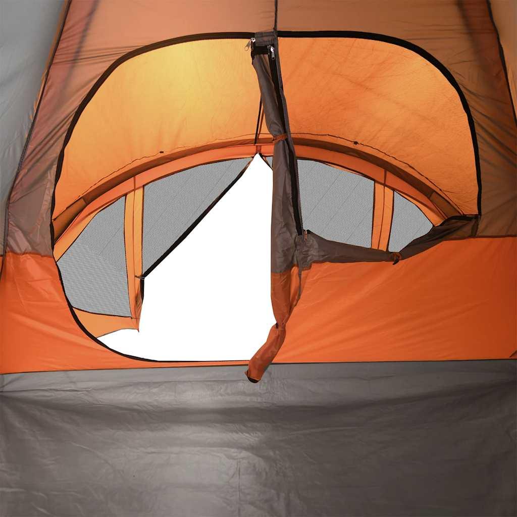 6-personers campingtelt vandafvisende grå og orange