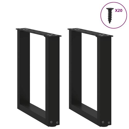 Sofabordben U-formet 2 stk. 38x(42-43) cm stål sort