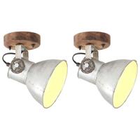 Industrielle væg-/loftlamper 2 stk. 20x25 cm E27 sølvfarvet