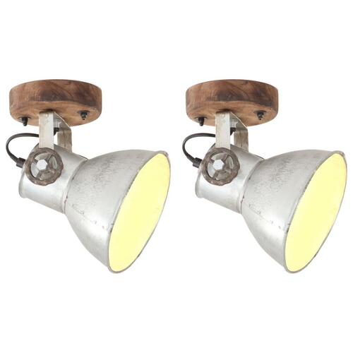 Industrielle væg-/loftlamper 2 stk. 20x25 cm E27 sølvfarvet