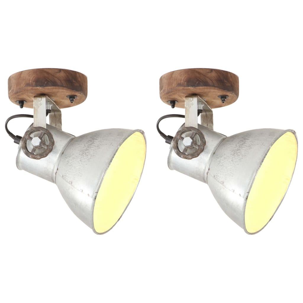 Industrielle væg-/loftlamper 2 stk. 20x25 cm E27 sølvfarvet