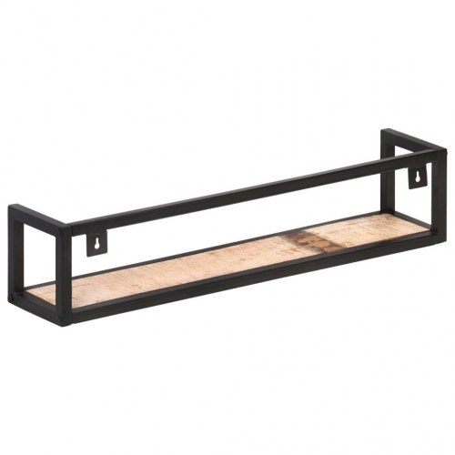 Væghylder 2 stk. 80 cm - massivt genbrugstræ og sort jern
