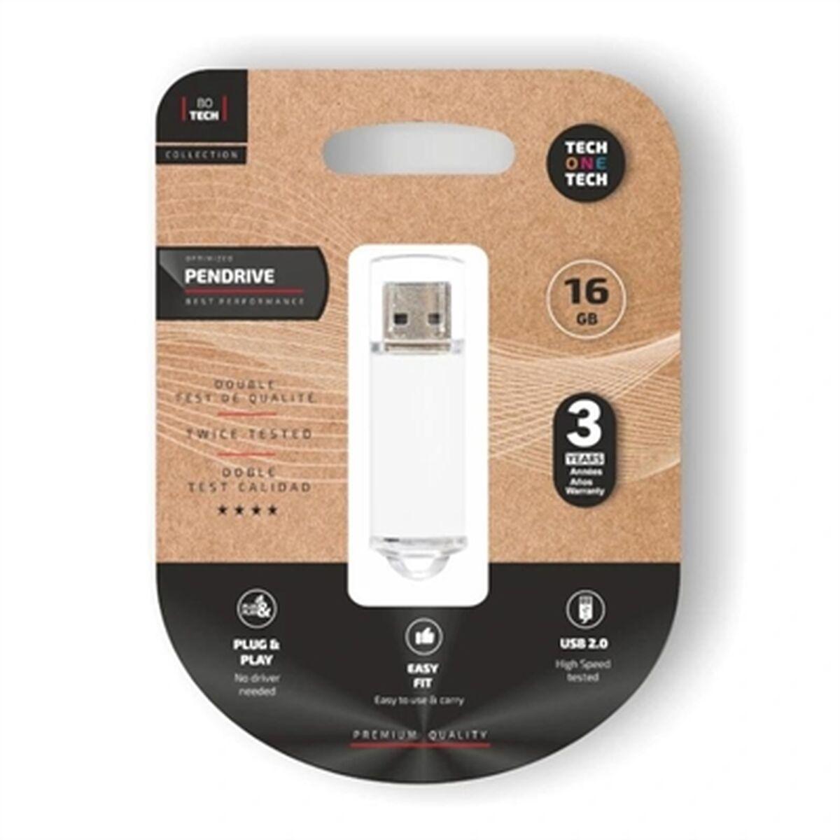 USB-stik Tech One Tech Basic 16 GB - Hvid