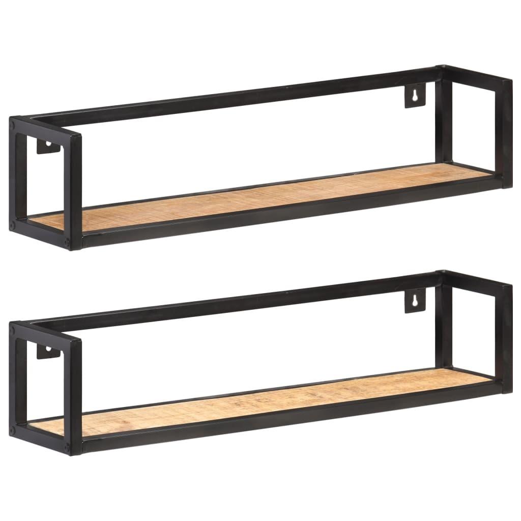 Væghylder 2 stk. 80 cm ru mangotræ billede