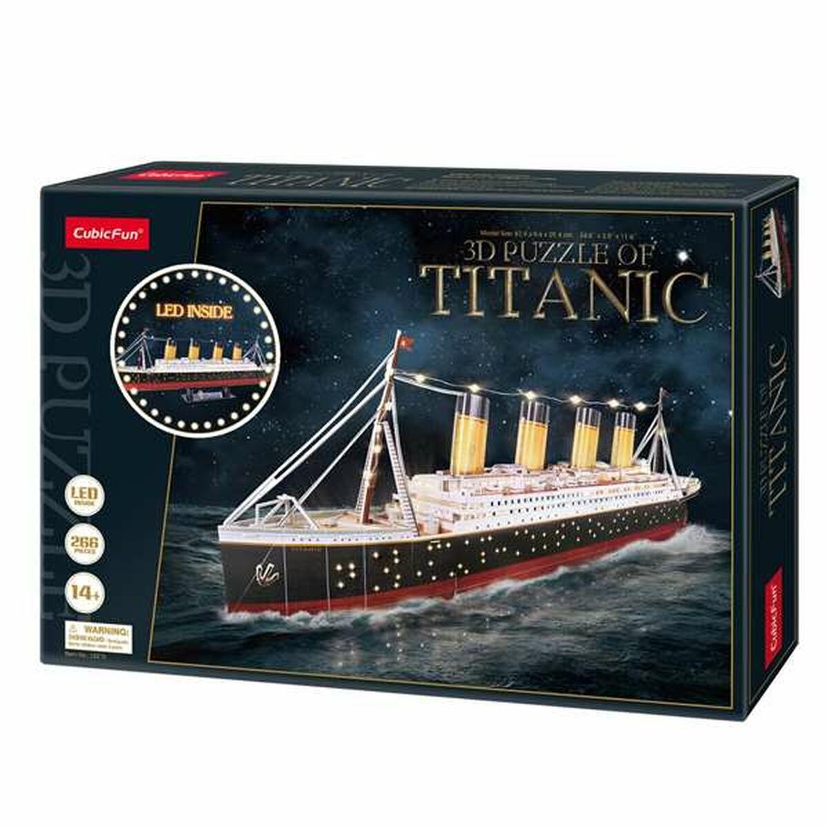 3D puslespil CubicFun Titanic med LED - 266 brikker