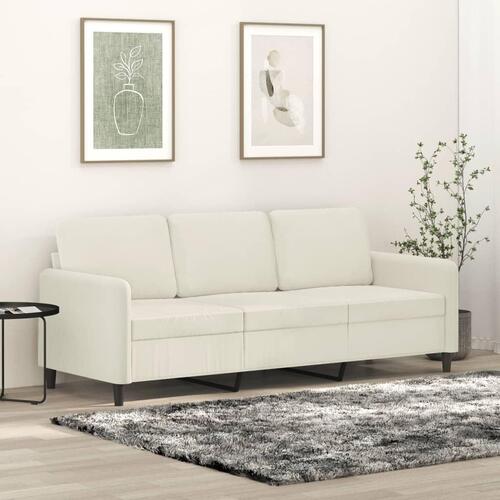 3-personers sofa 180 cm fløjl cremefarvet