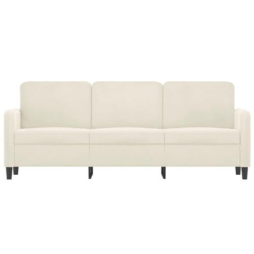 3-personers sofa 180 cm fløjl cremefarvet