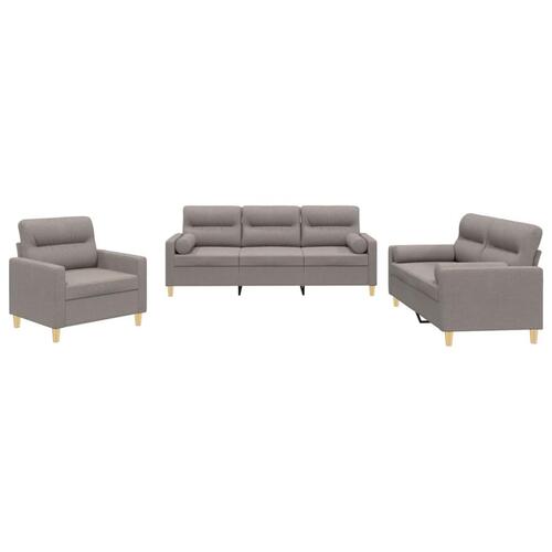 3 personers sofa med puder stof gråbrun