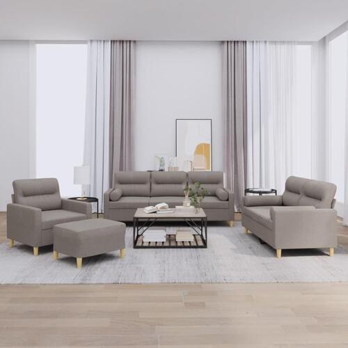 Sofasæt 4 dele med puder stof gråbrun