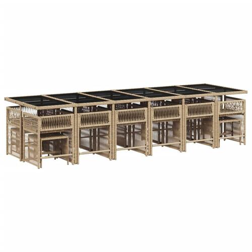 Spisebordssæt til haven 17 dele med hynder polyrattan beige