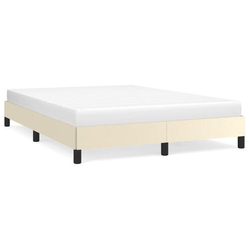 Sengeramme 140x190 cm kunstlæder cremefarvet