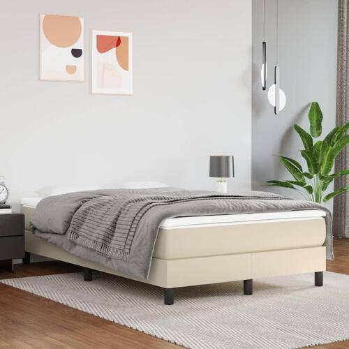 Sengeramme 120x200 cm kunstlæder cremefarvet