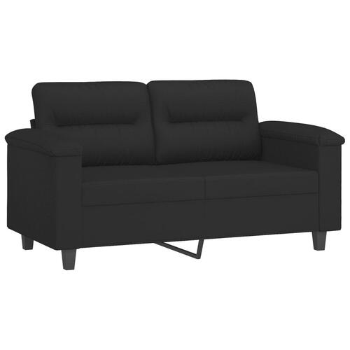 2 personers sofa med hynder mikrofiberstof sort