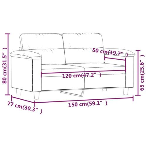 2-personers sofa 120 cm mikrofiberstof sort