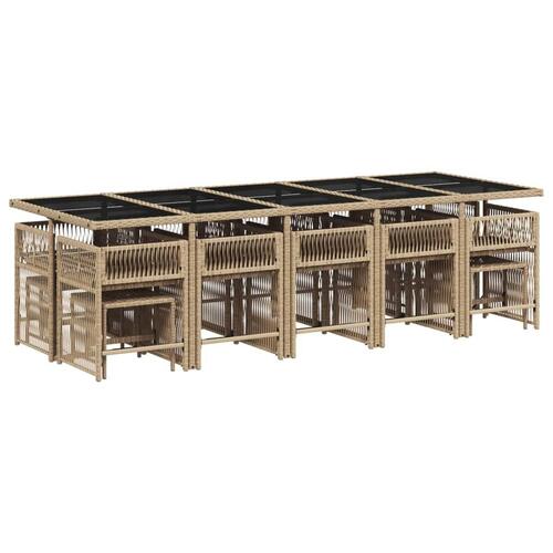 Spisebordssæt til haven 15 dele med hynder polyrattan beige