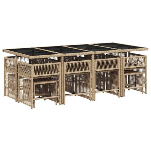 Spisebordssæt til haven 13 dele med hynder polyrattan beige