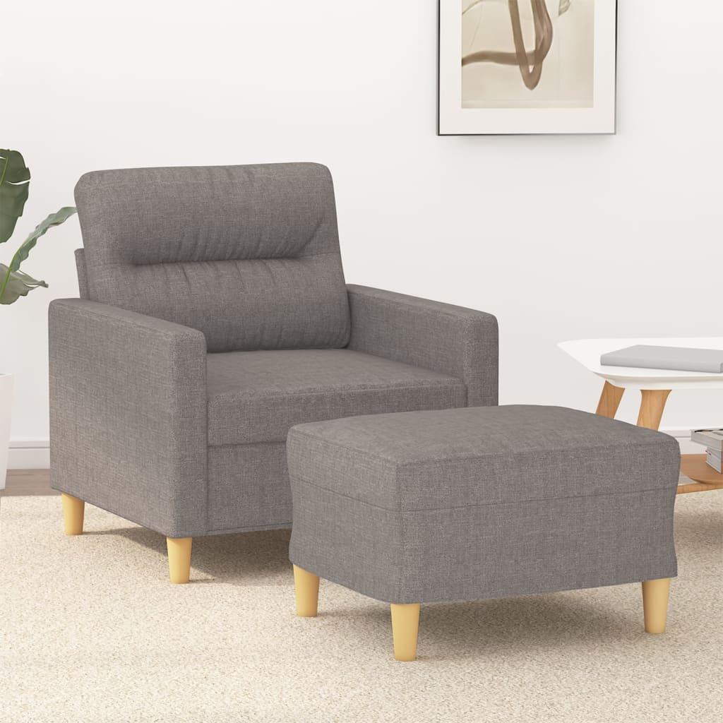 Sofastol med fodskammel 60 cm stof Gråbrun