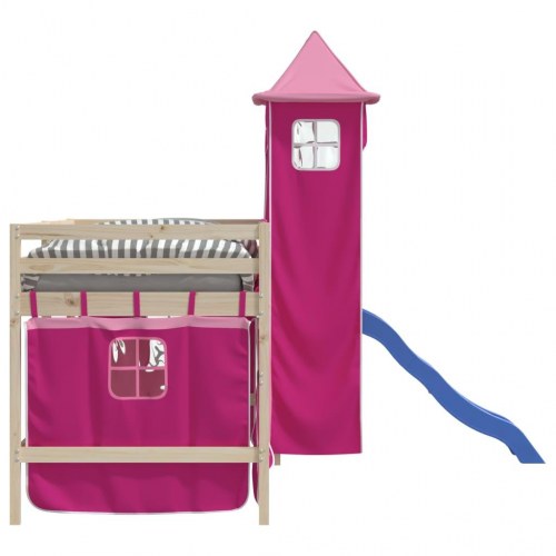 Gardiner med tårn til højseng i polyester - pink