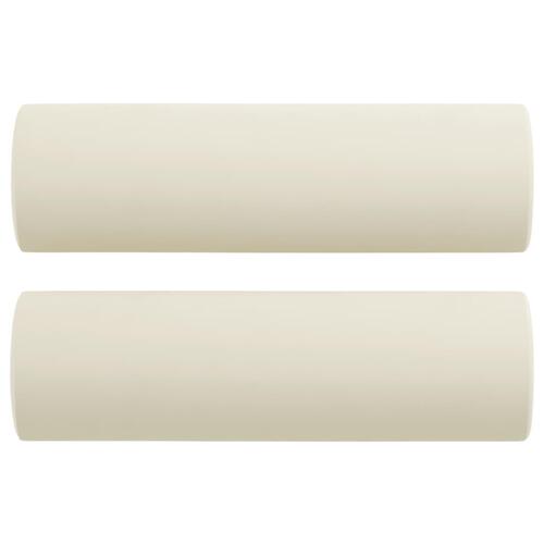 3-personers sofa med pyntepuder 180 cm velour cremefarvet