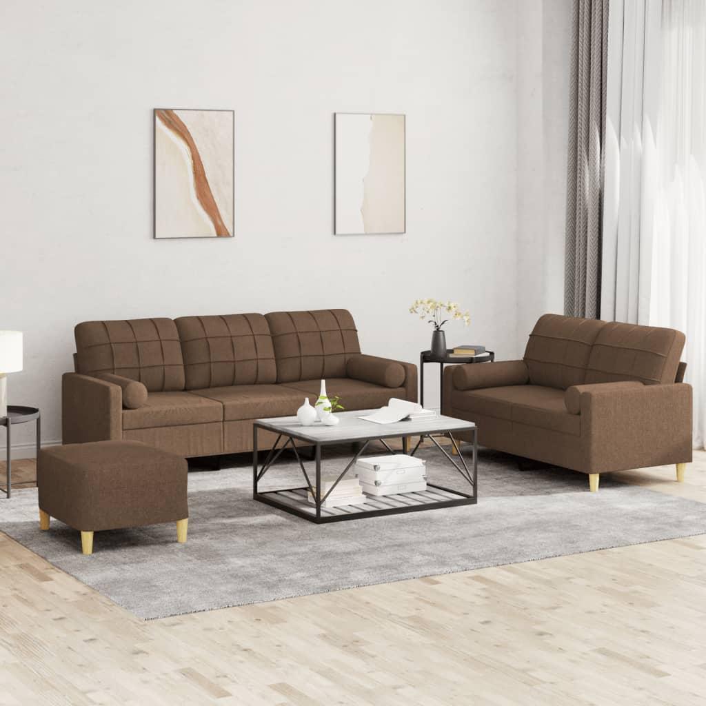 3 personers sofa med puder stof brun