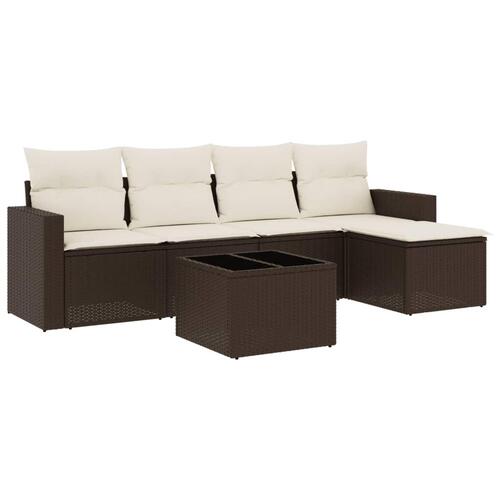 Sofasæt til haven6 dele med hynder polyrattan brun