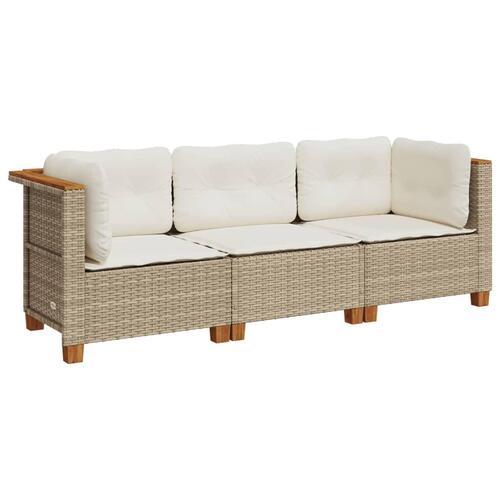 3-personers havesofa med hynder polyrattan beige