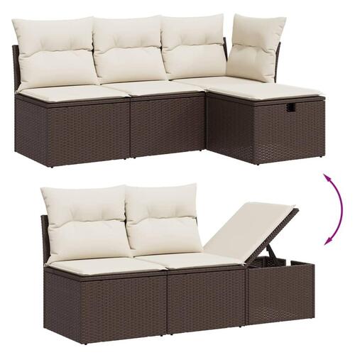 Sofasæt til haven 5 dele med hynder polyrattan brun