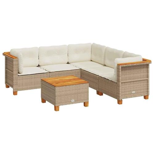 Sofasæt til haven 6 dele med hynder polyrattan beige