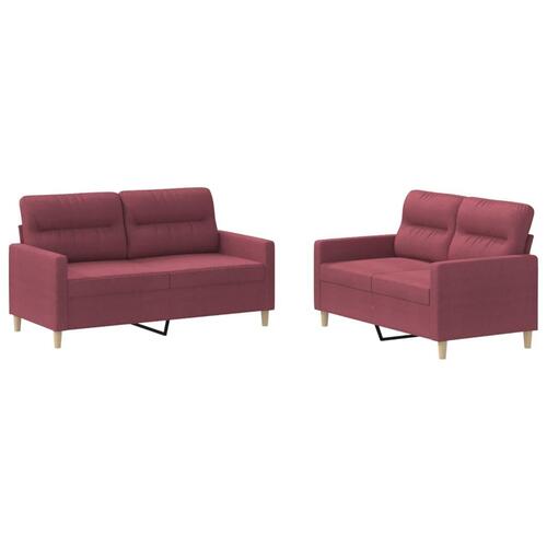 2 personers sofa med hynder stof vinrød